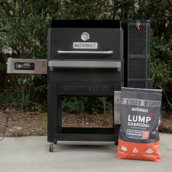 Gravity Series Digital Charcoal BBQ + Smoker with 7 kg Masterbuilt lumpwood charcoal bag