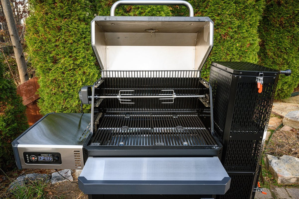 Rotisserie installed in a Gravity Series BBQ + Smoker
