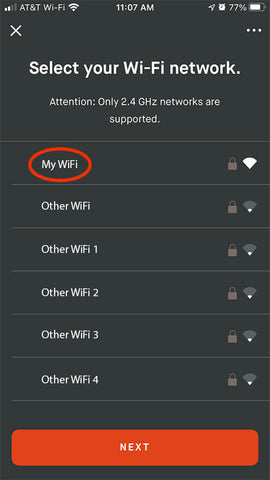 List of available WiFi networks