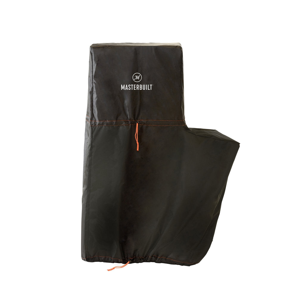 Weather resistent smoker cover with 2 cinch cords covers both smoker and propane tank